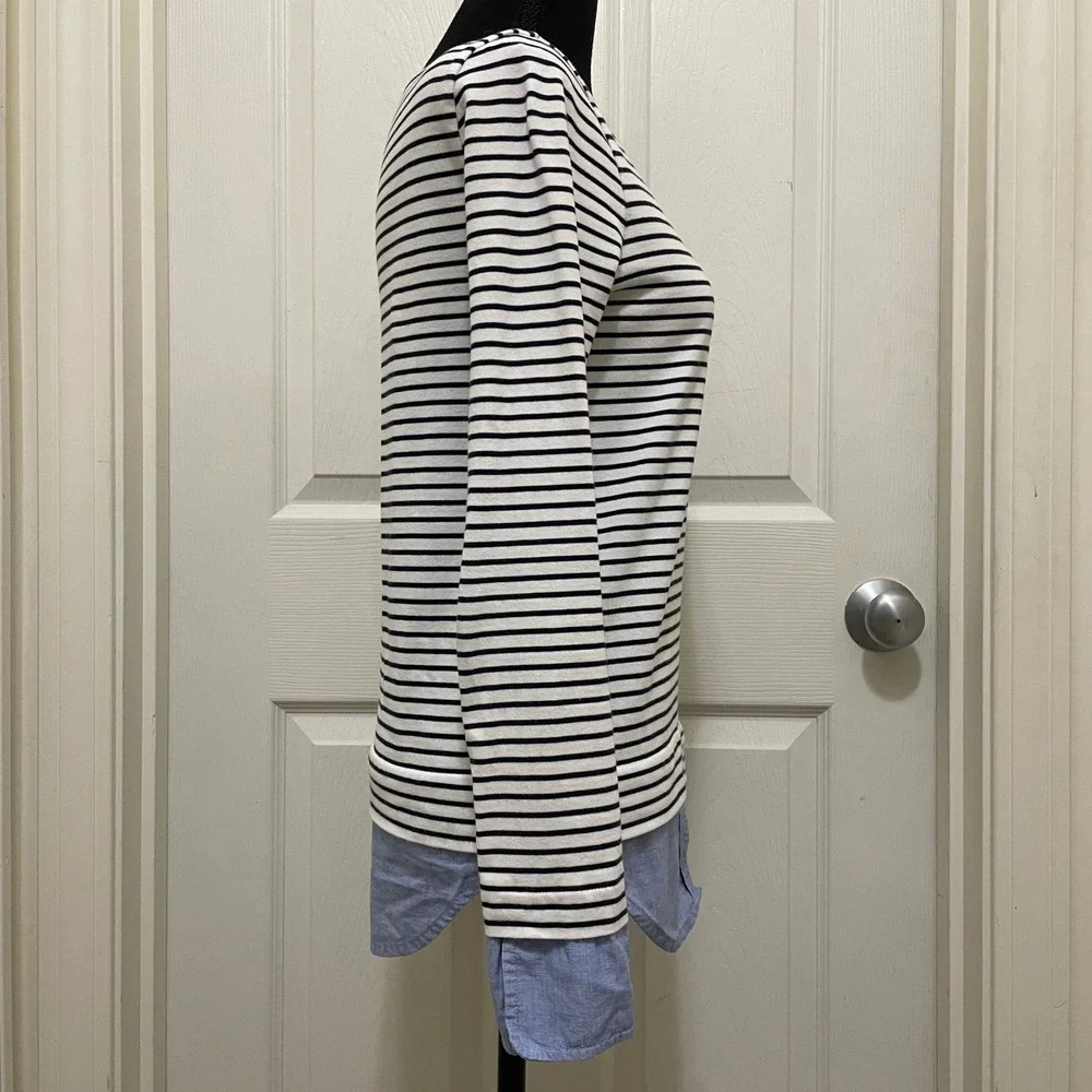 J.Crew Mercantile Breton Striped Shirt Layered Top Cotton Coastal Preppy‎ XS